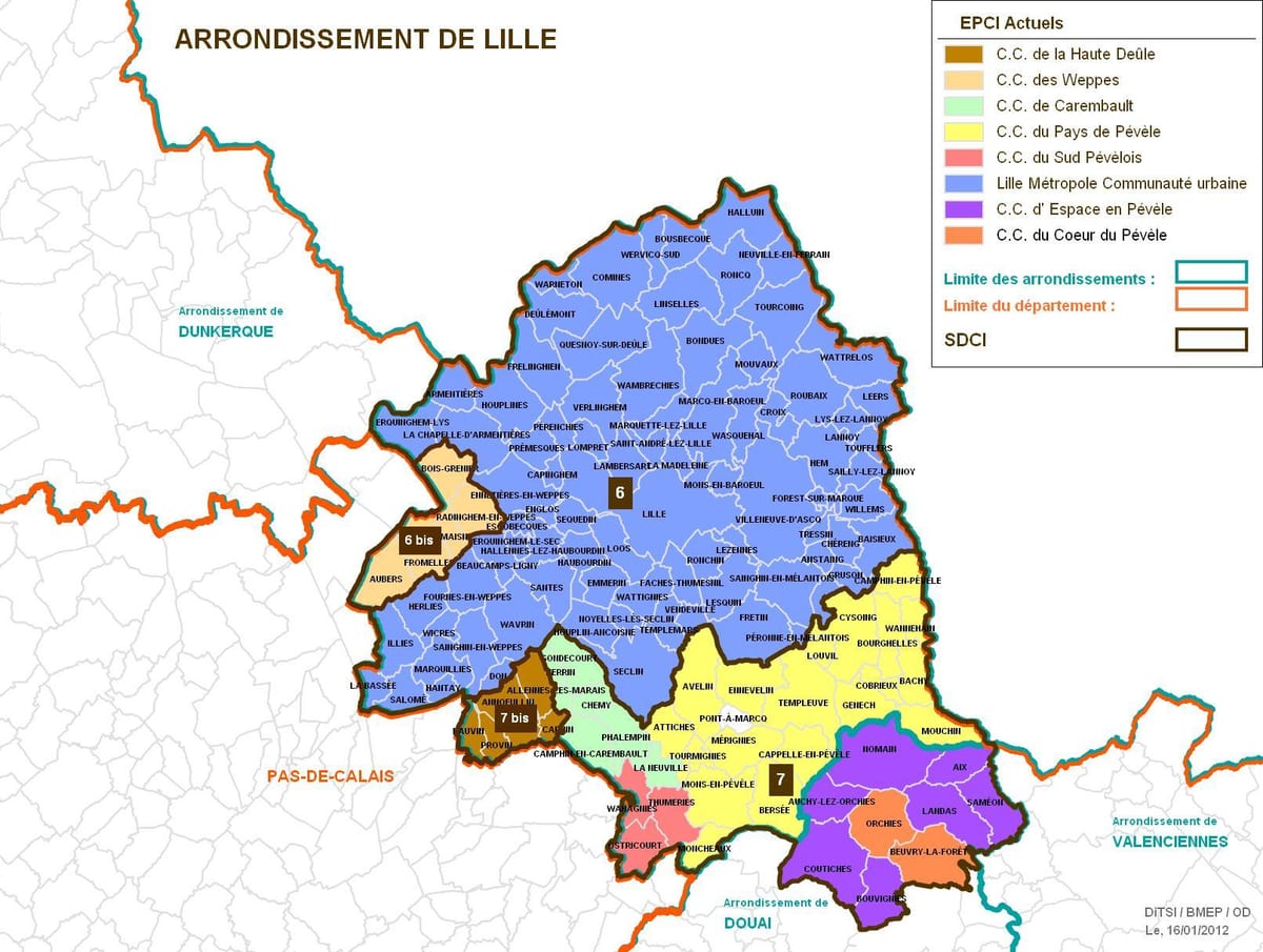 ನಕ್ಷೆ ಲಿಲ್ಲೆ arrondissement